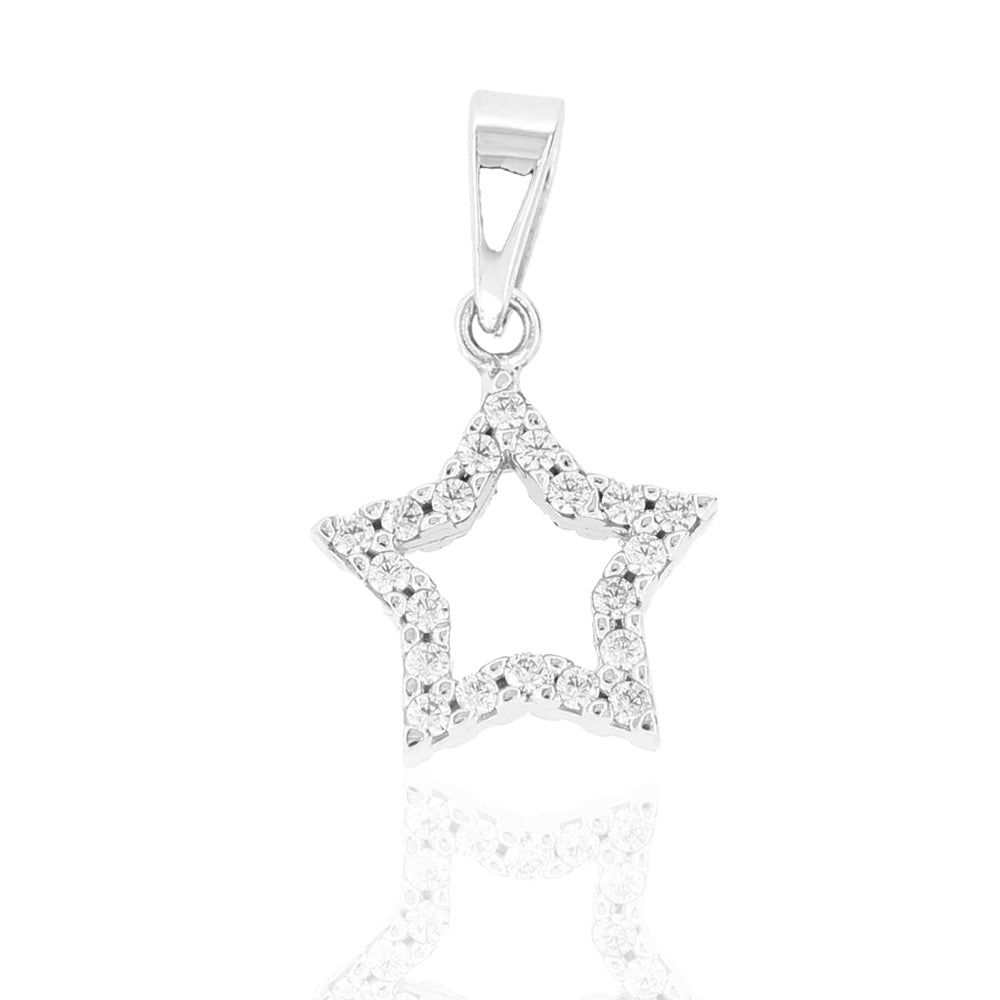 Pendente Donna Stella in Oro Bianco con Zirconi