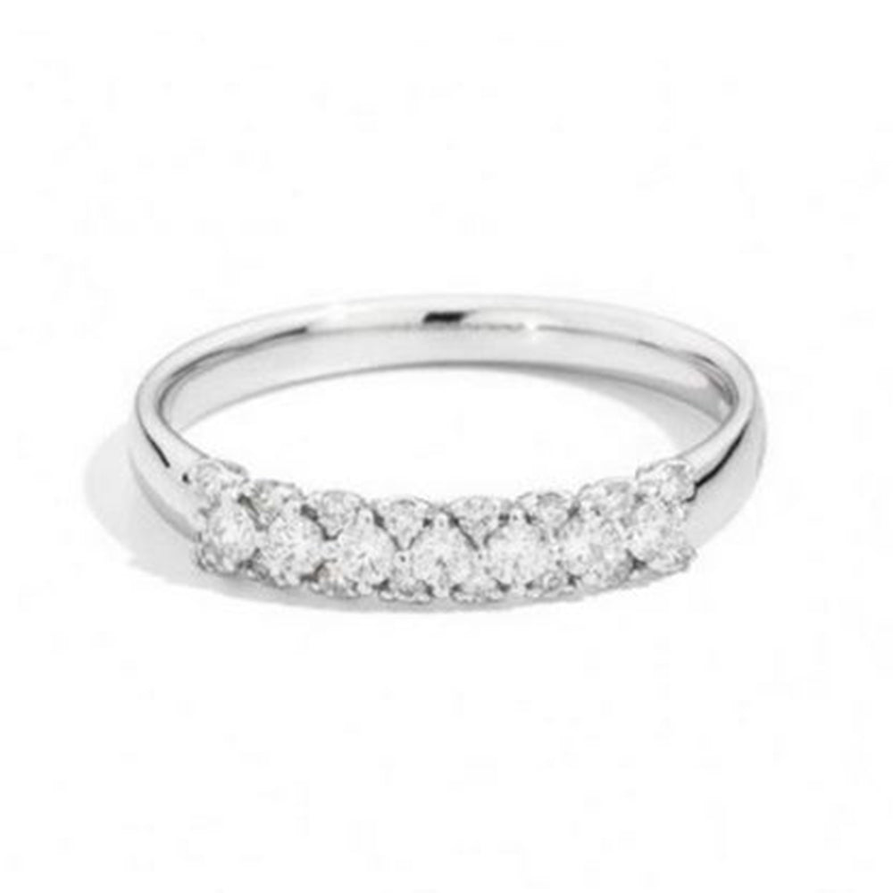 Anello Anniversary Fascia Sottile Pave' Oro Bianco Recarlo