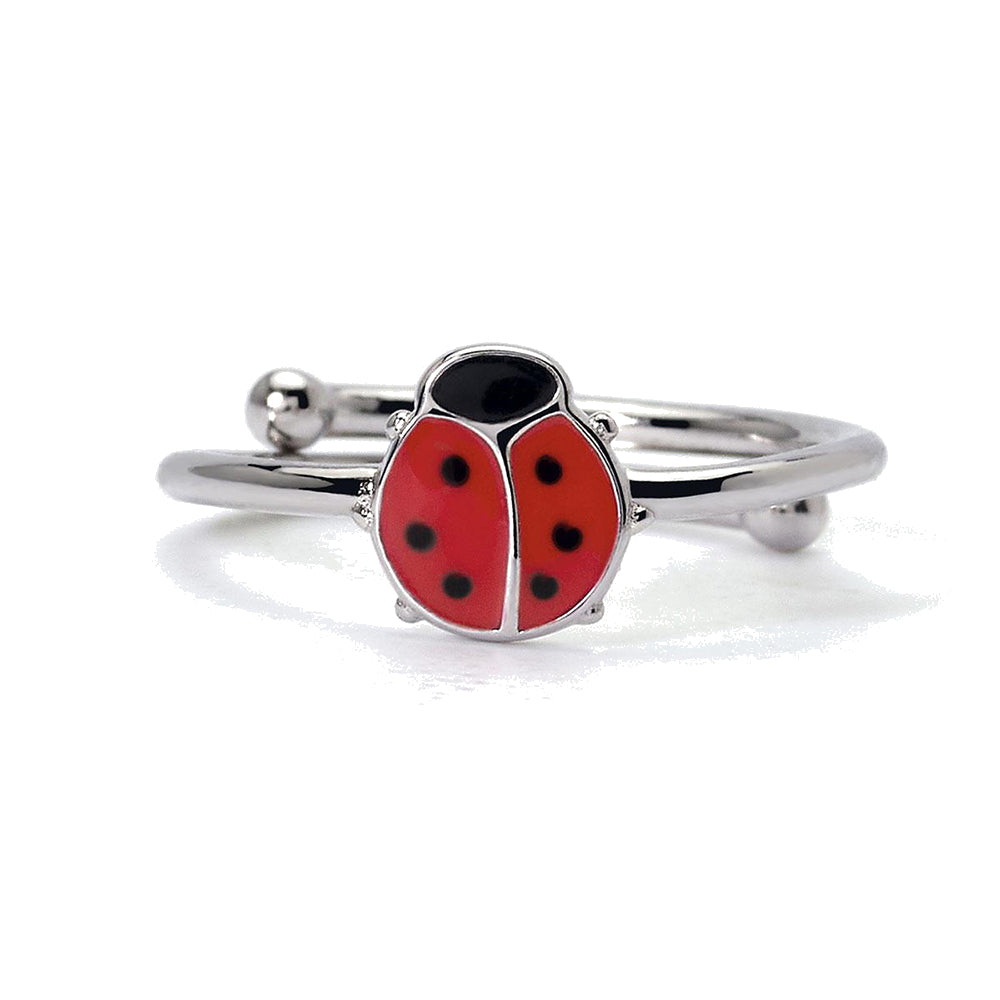 Anello Bambina Coccinella Fortunella Smaltato in Argento Mabina Gioielli