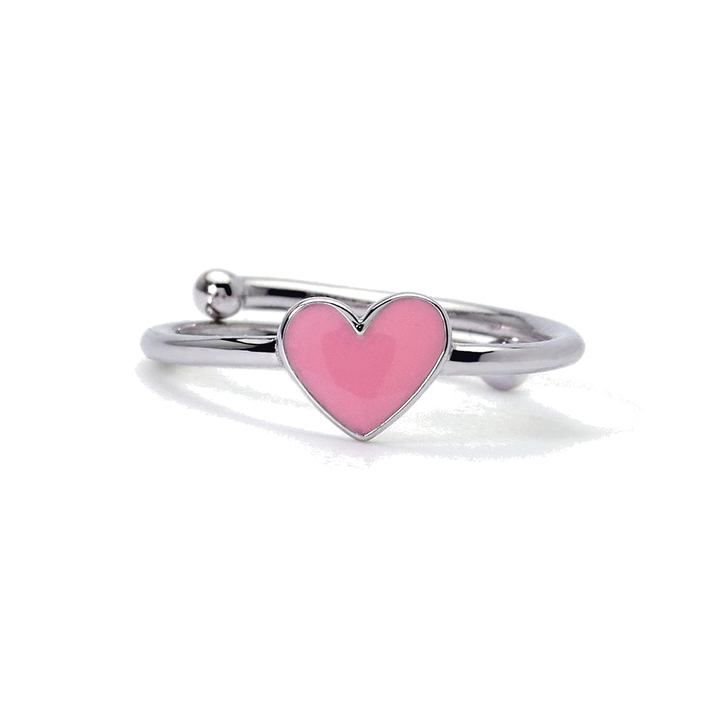 Anello Bambina Cuoricino Mon Amour Smaltato in Argento Mabina Gioielli