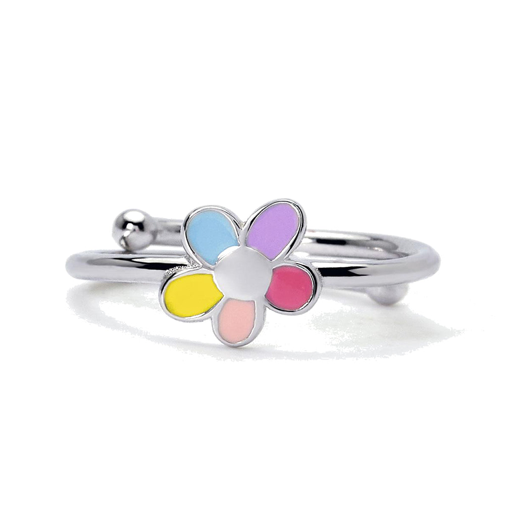Anello Bambina Fiorellino Bloom Smaltato in Argento Mabina Gioielli