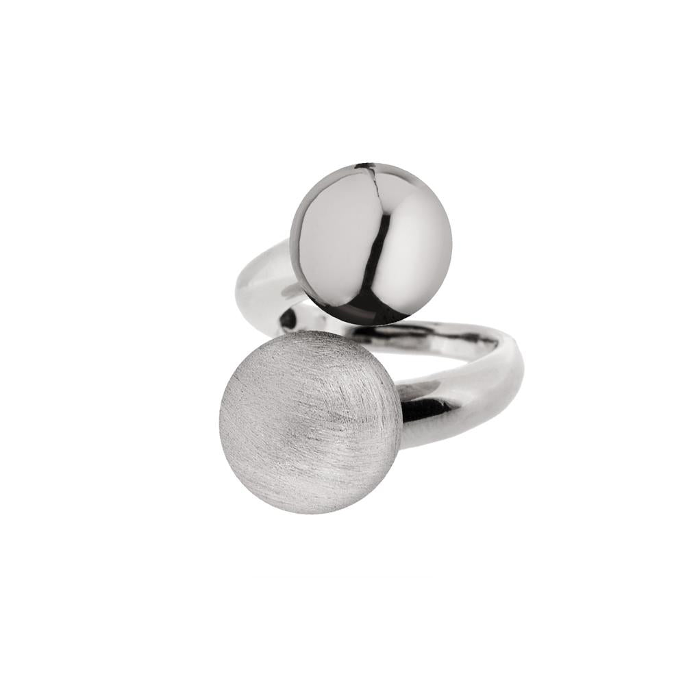 Anello Donna Argento Luce Rodiato Graffiato e Lucido Diva Gioielli