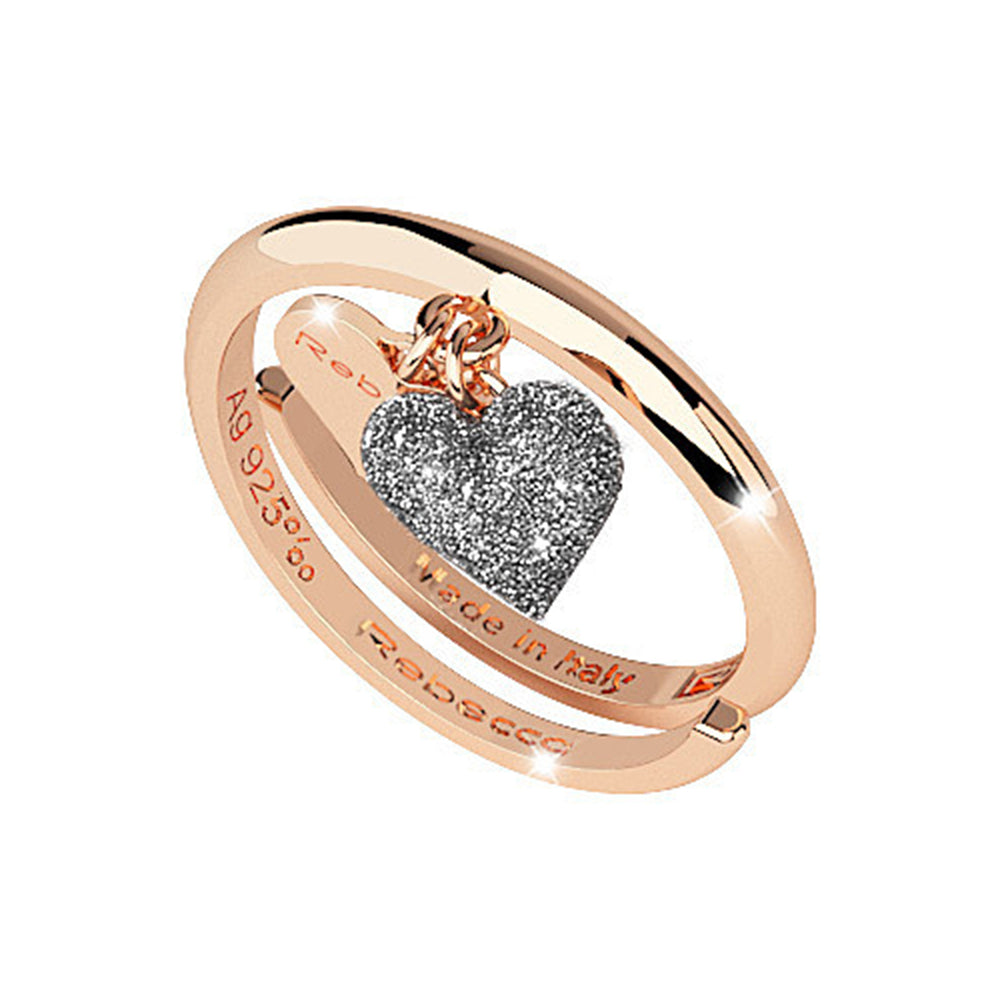 Anello Donna Argento Rose Cuore Sabbia di Diamanti Jolie Rebecca Gioielli