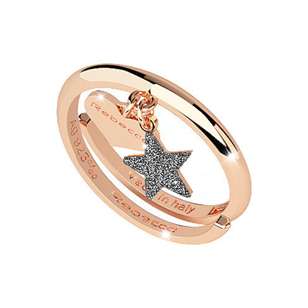Anello Donna Argento Rose Stella Sabbia di Diamanti Jolie Rebecca Gioielli