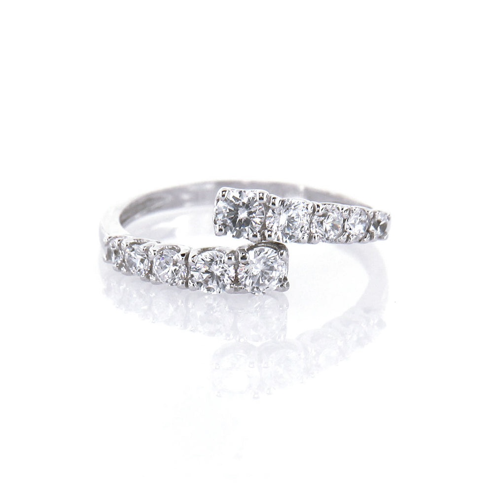 Anello Donna Contrarie in Oro Bianco con Zirconi