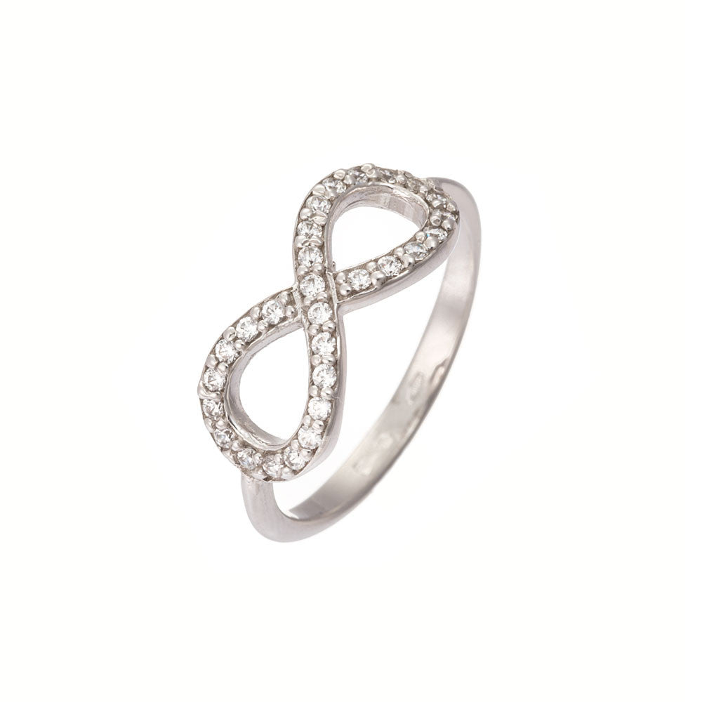 Anello Donna Infinito Oro Bianco con Zirconi