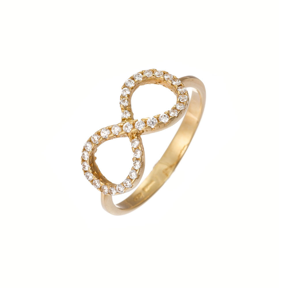 Anello Donna Infinito Oro Giallo con Zirconi