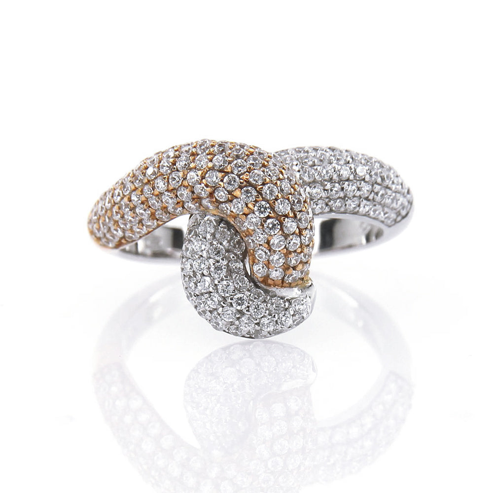 Anello Donna Nodo Oro 2 Colori con Zirconi