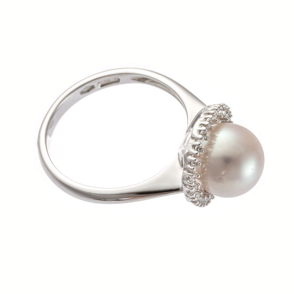 Anello Donna Oro Bianco con Perla di Acqua Dolce