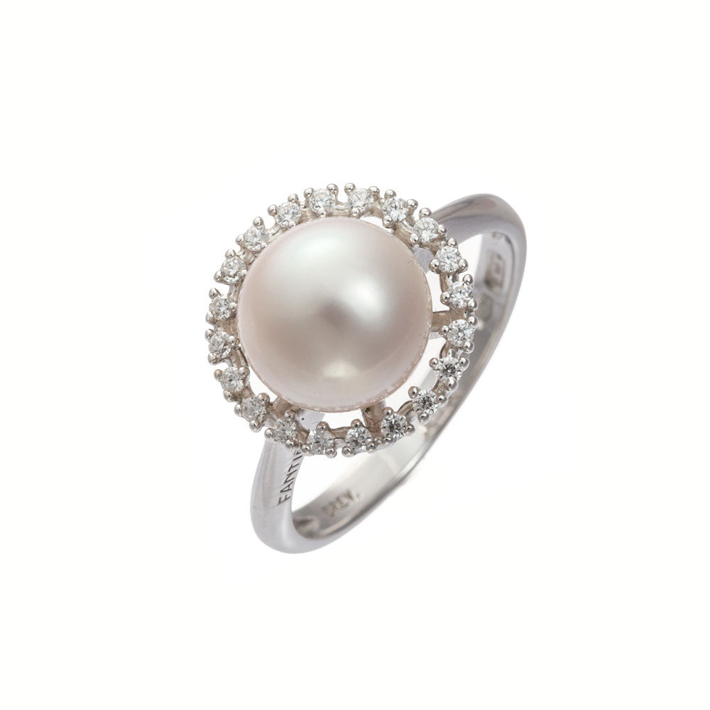 Anello Donna Oro Bianco con Perla di Acqua Dolce