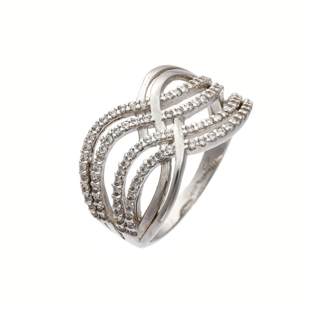 Anello Donna Oro Bianco con Zirconi