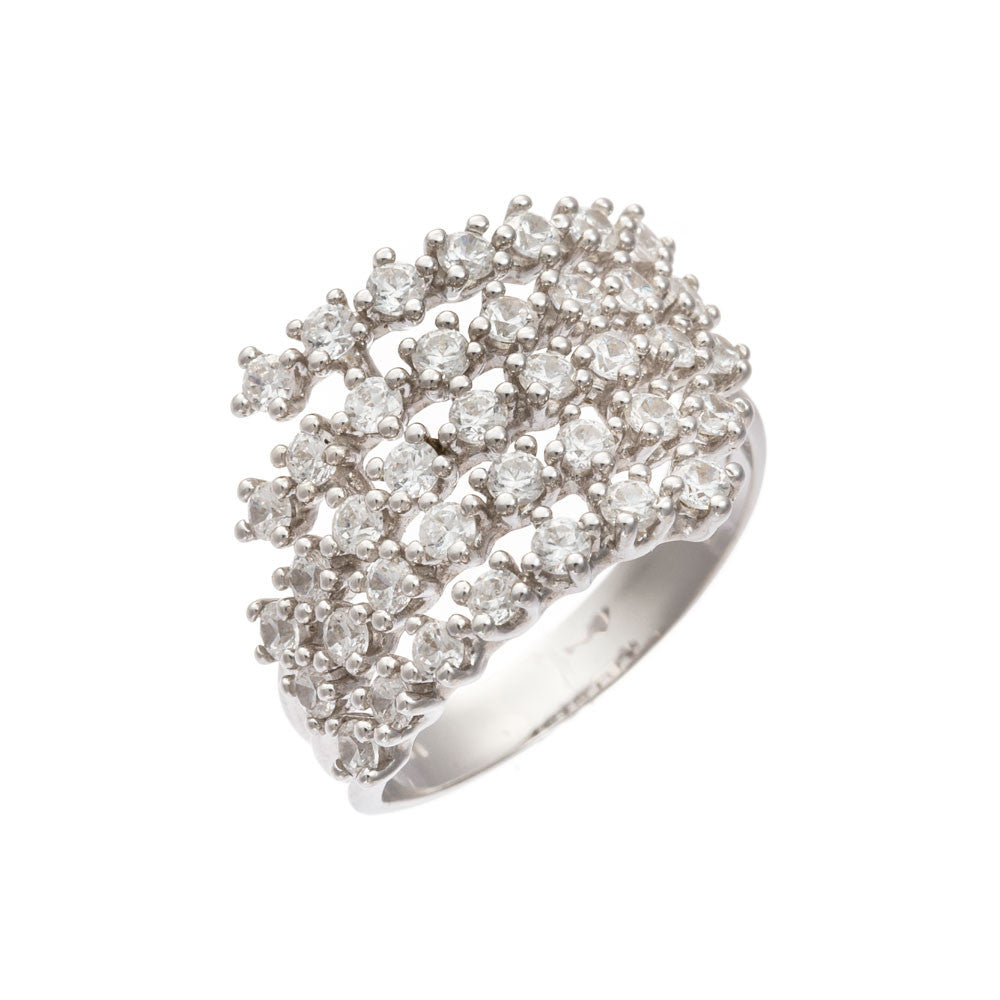 Anello Donna Oro Bianco con Zirconi