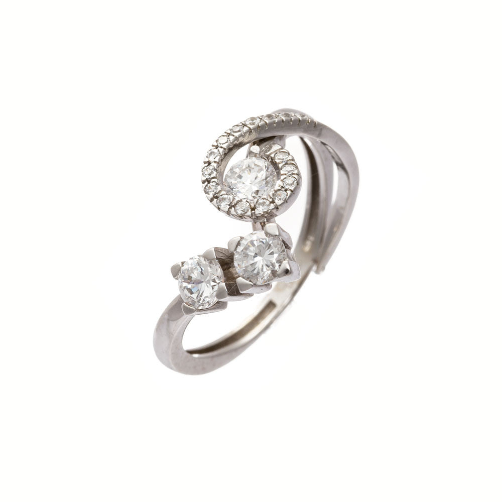 Anello Donna Oro Bianco con Zirconi