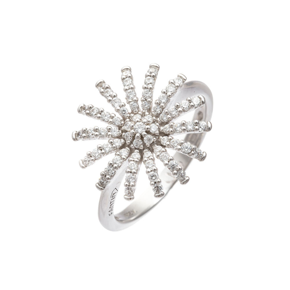 Anello Donna Oro Bianco con Zirconi