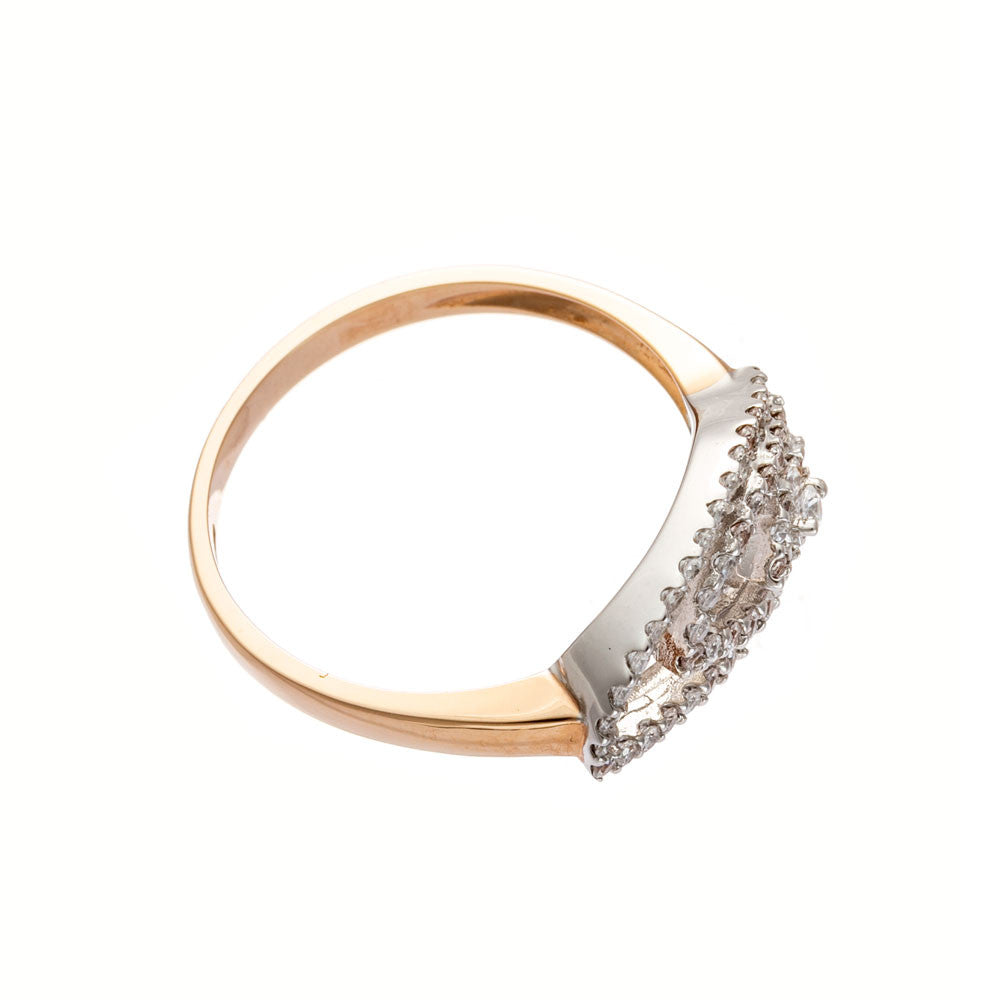 Anello Donna Oro Bianco e Giallo con Zirconi