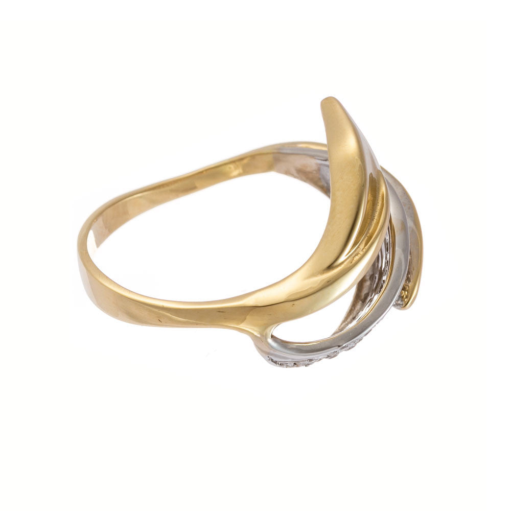 Anello Donna Oro Bianco e Giallo con Zirconi