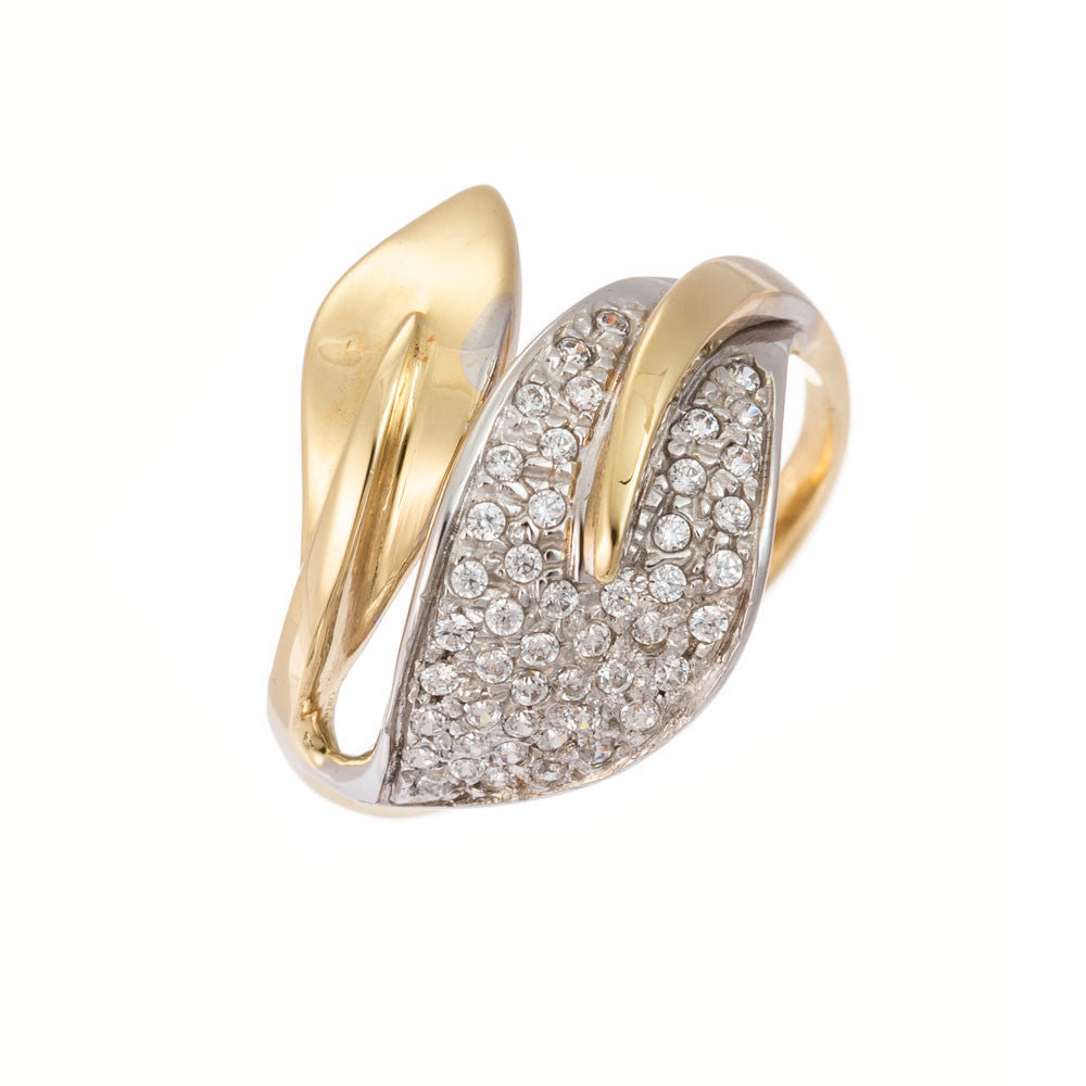 Anello Donna Oro Bianco e Giallo con Zirconi