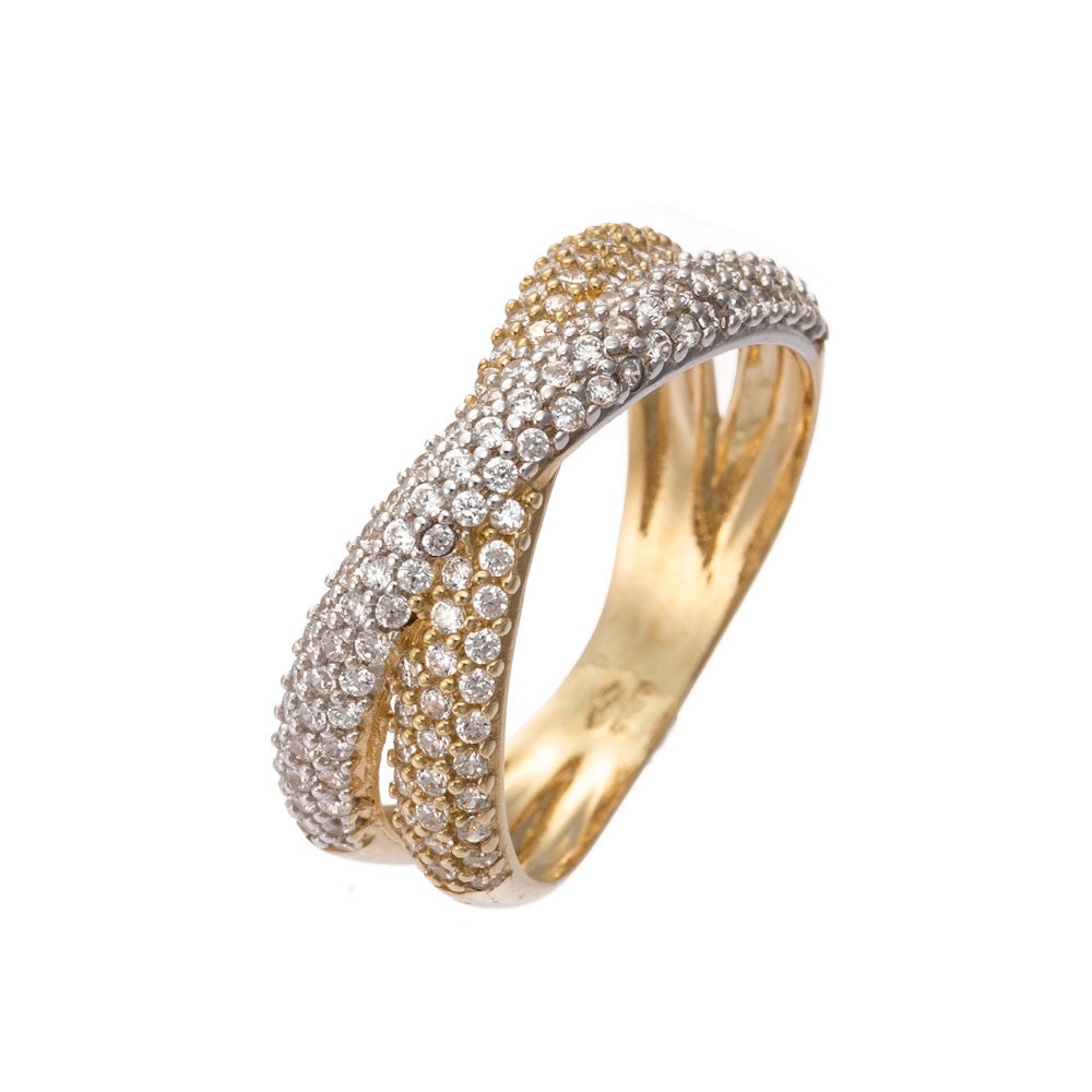 Anello Donna Oro Bianco e Giallo con Zirconi
