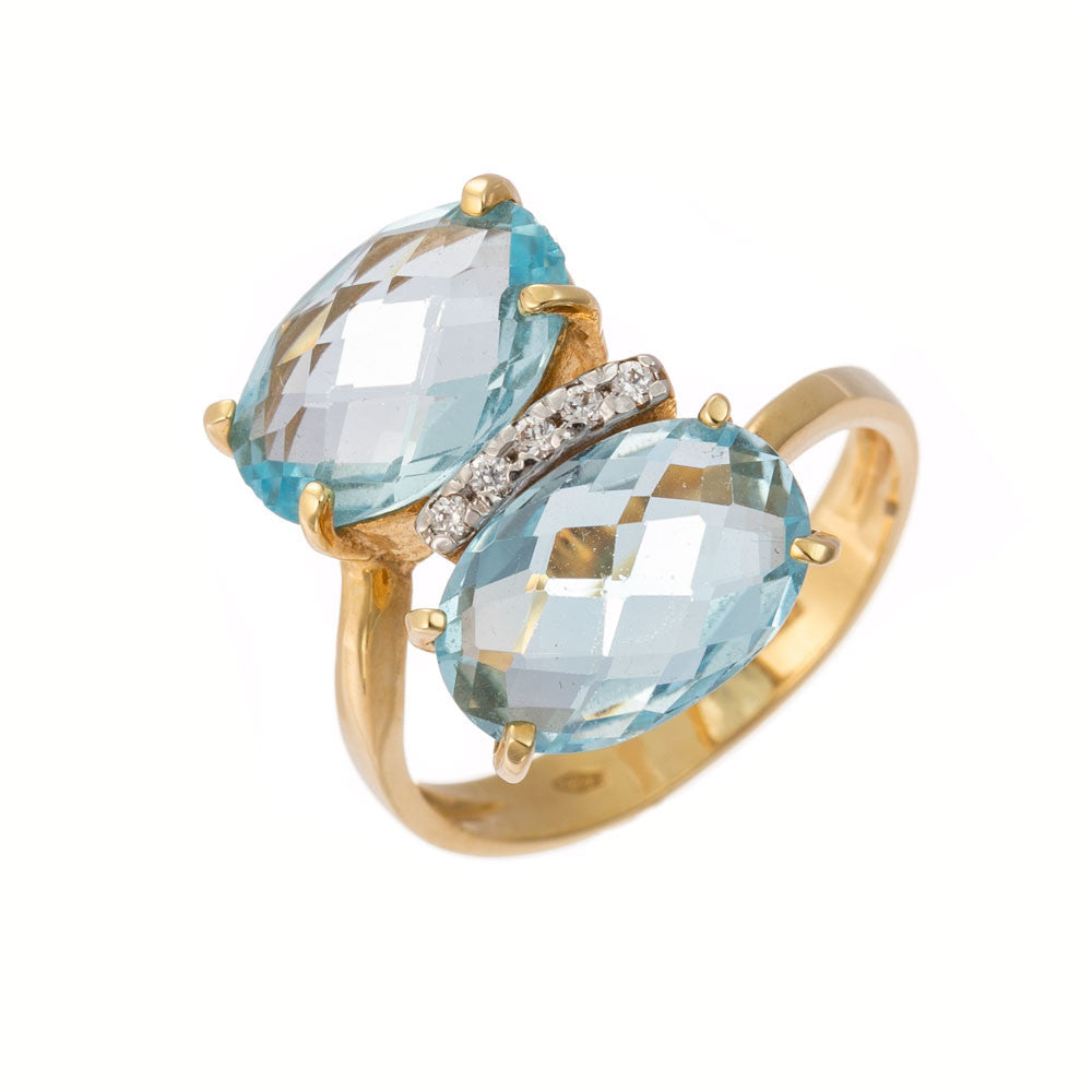 Anello Donna Oro Giallo con Topazio Azzurro