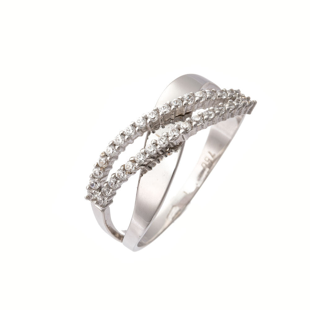 Anello Donna Oro Bianco con Zirconi