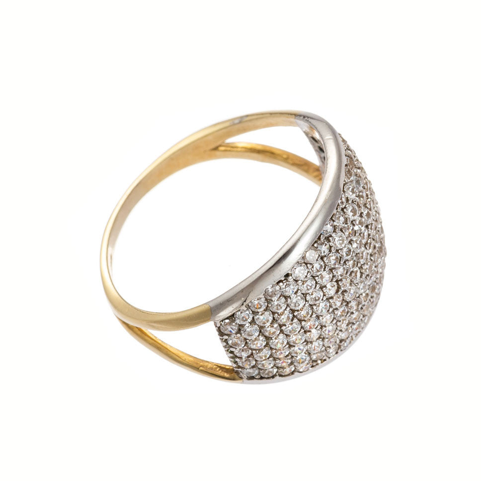 Anello Donna Oro Giallo e Bianco con Zirconi