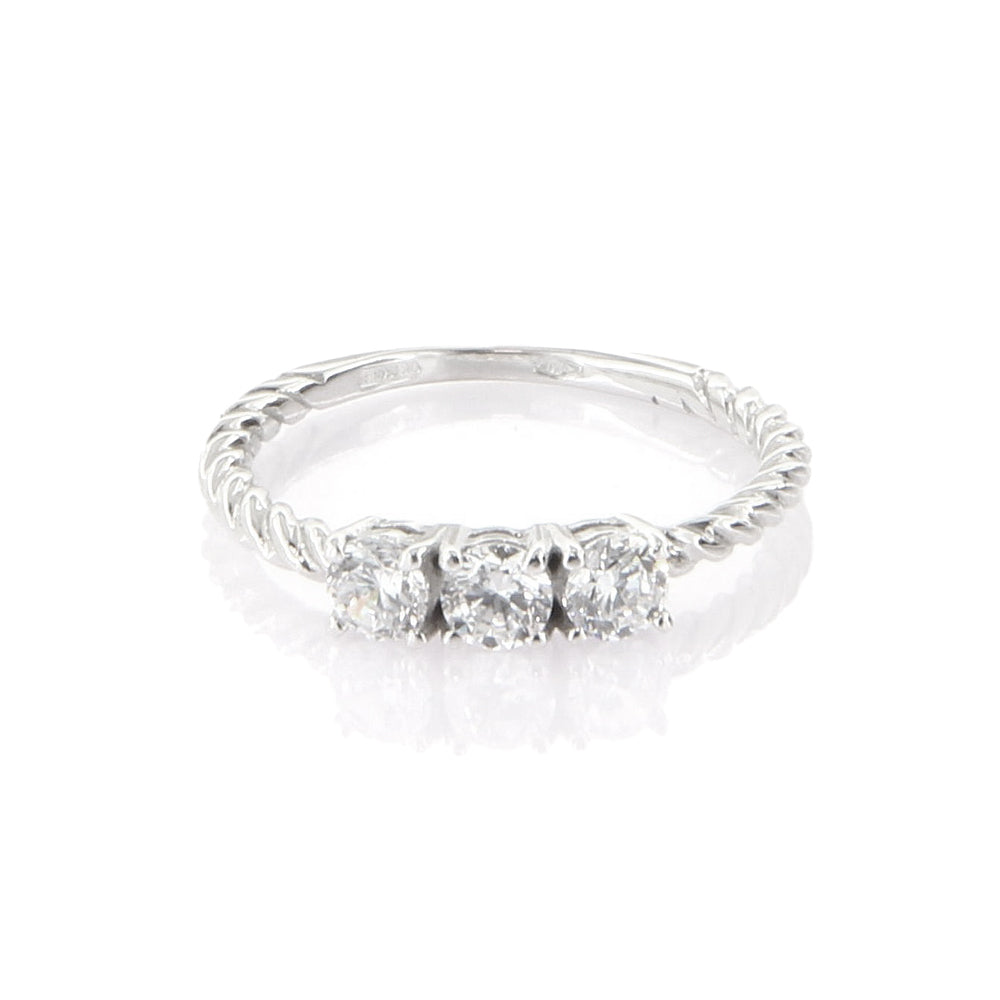 Anello Donna Trilogy in Oro Bianco con Zirconi