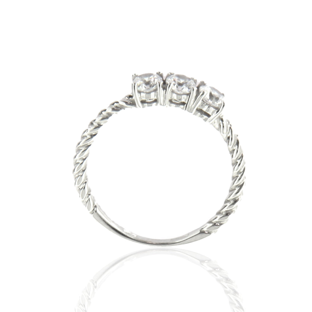 Anello Donna Trilogy in Oro Bianco con Zirconi