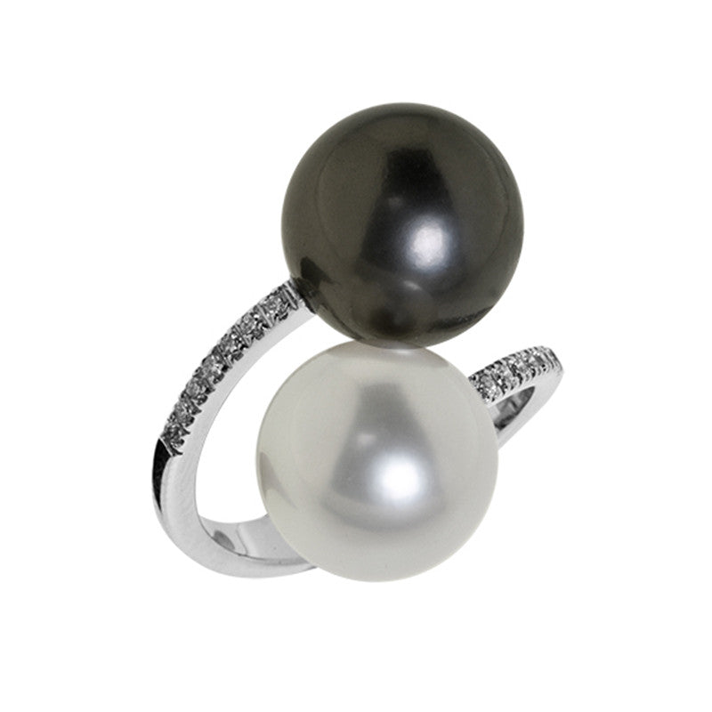 Anello Donna con Doppia Perla South Sea & Tahiti AE221BAT - Genesia