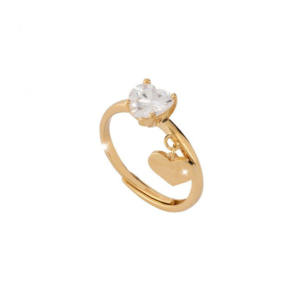 Anello Donna in Argento Gold Lucciole con Cuore Pietra Bianca Rebecca Gioielli