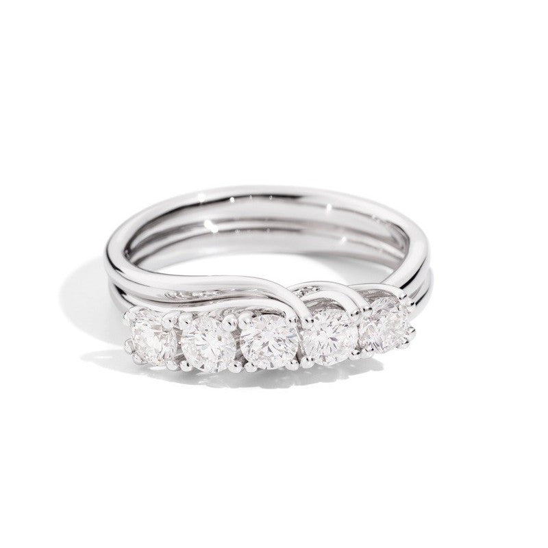 Anello Fedina 5 Diamanti Doppio Filo Isabella Oro Bianco R61MZ001/B070 - Recarlo