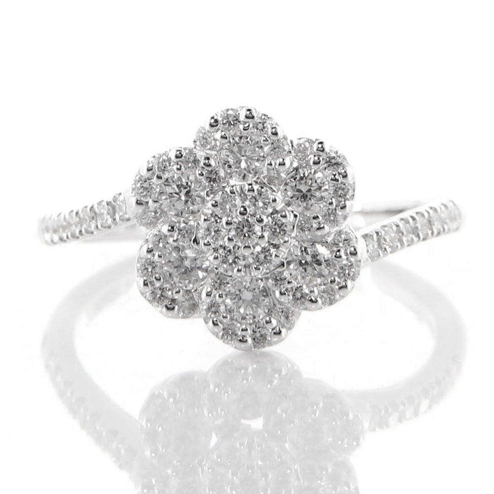 Anello Fiore in Oro Bianco con Diamanti Davite & Delucchi