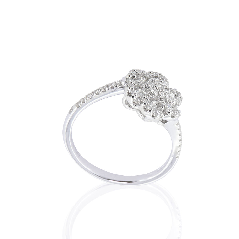 Anello Fiore in Oro Bianco con Diamanti Davite & Delucchi