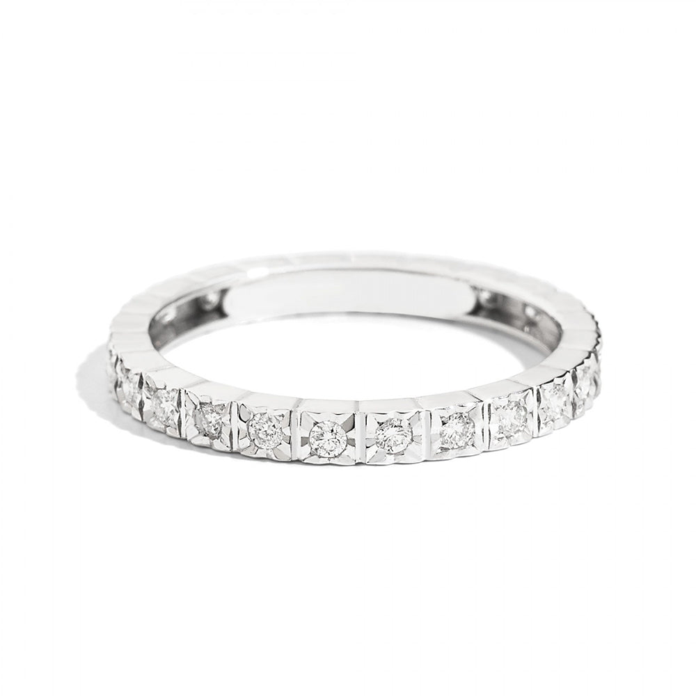 Anello Girodito Oro Bianco con Diamanti Face Cube Recarlo