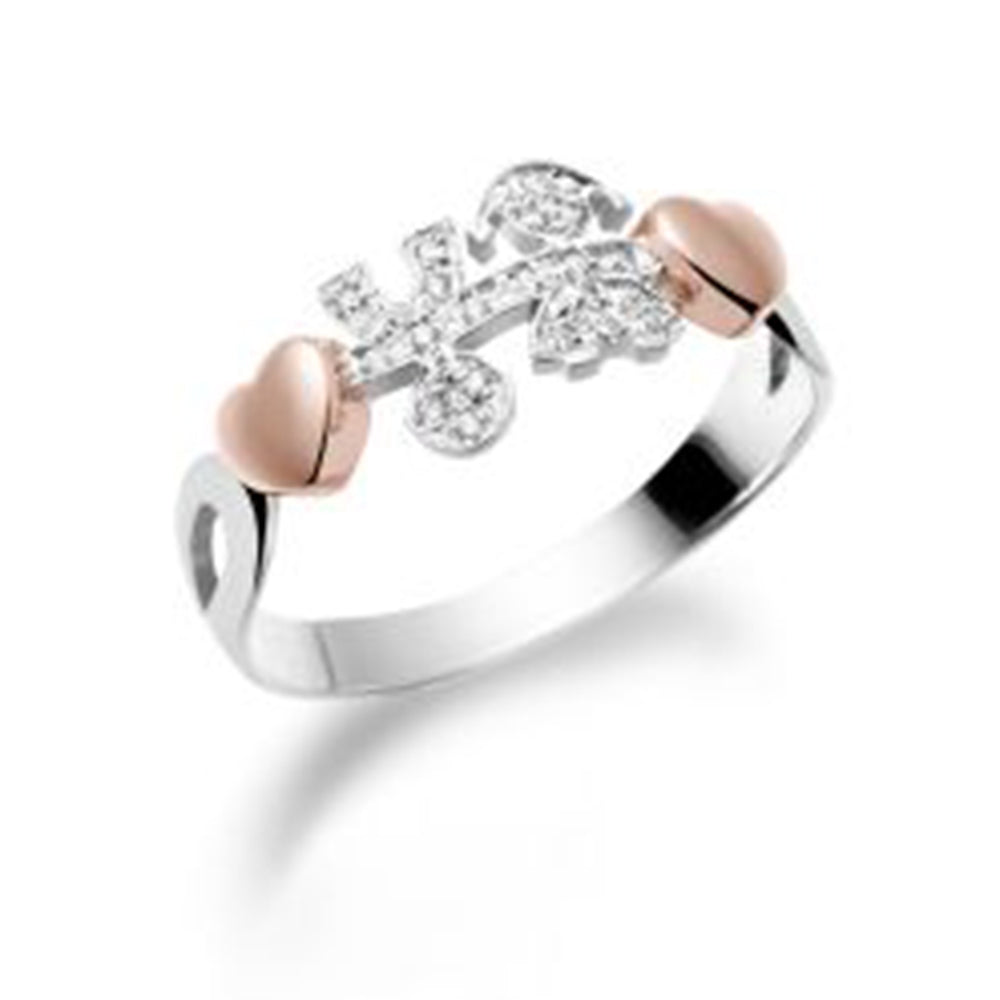 Anello Maschietto e Femminuccia Girocuore Pavè Oro Bianco LBB113 - Le Bebè