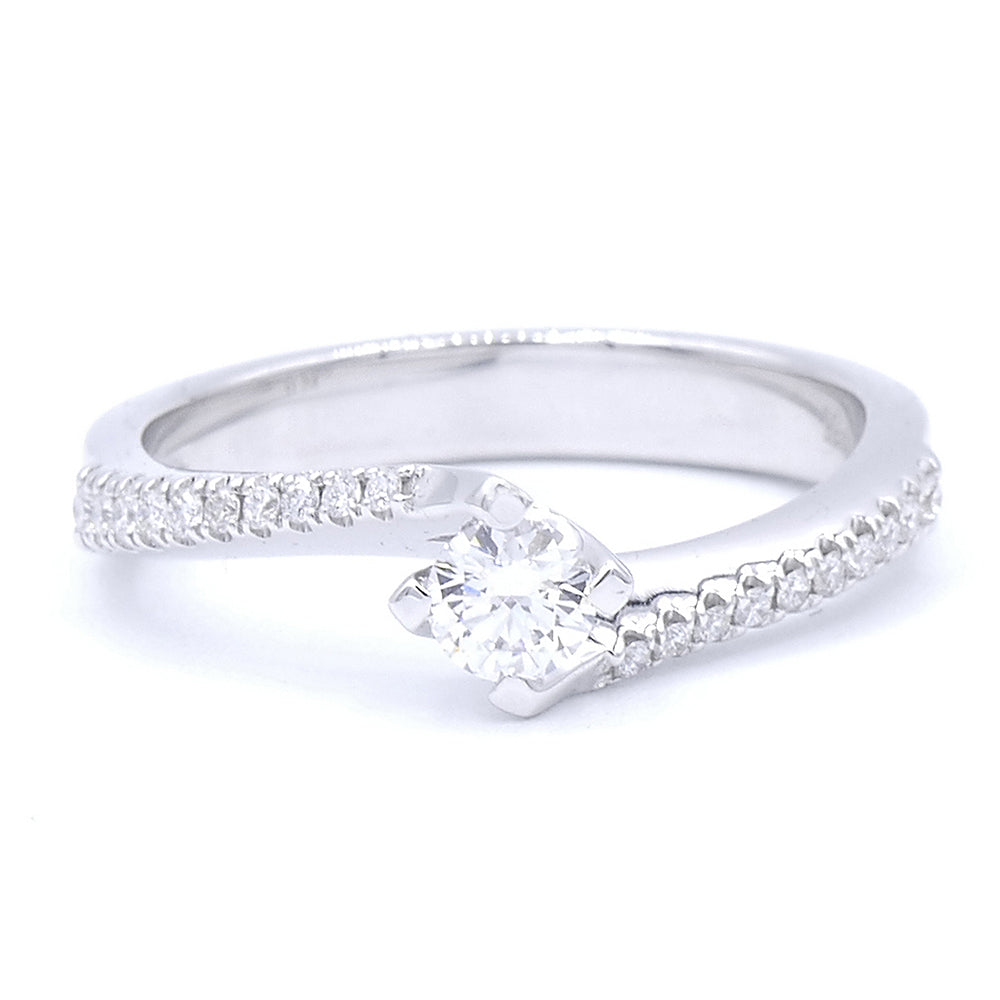 Anello Solitario Oro Bianco con Diamanti Davite & Delucchi