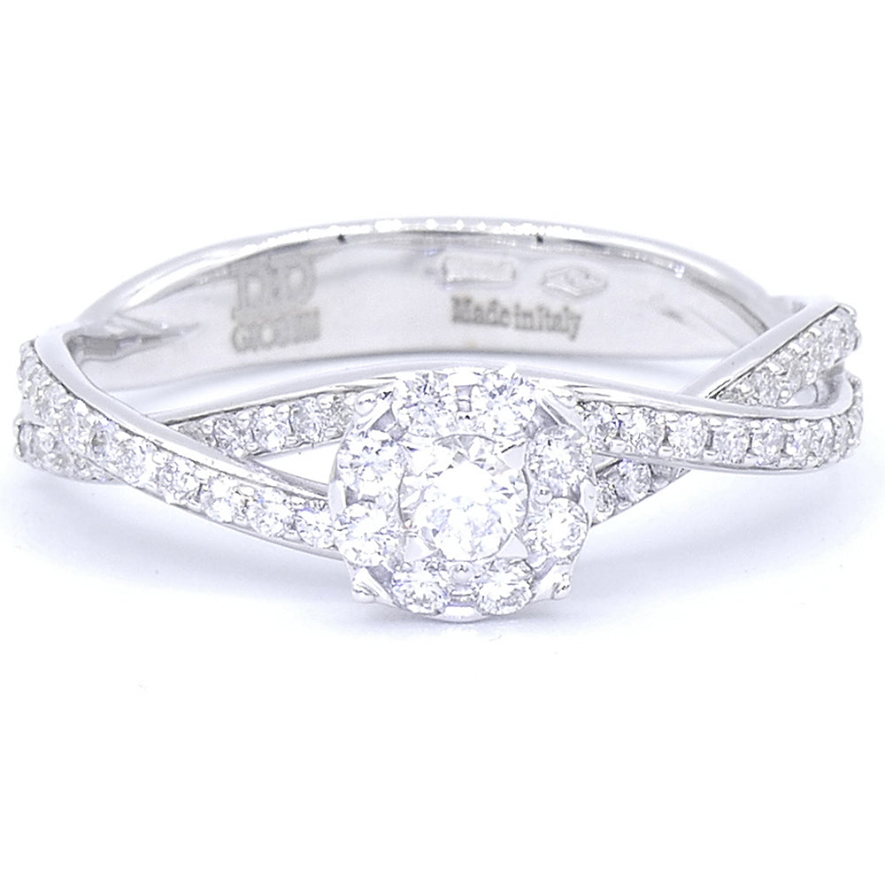 Anello Solitario Oro Bianco con Diamanti Davite & Delucchi