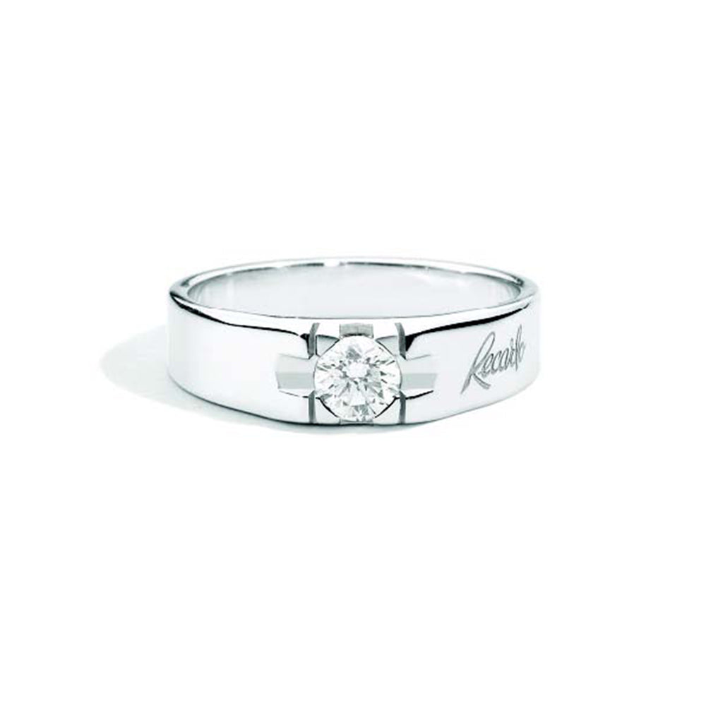 Anello Solitario Uomo Oro Bianco con Diamante Recarlo