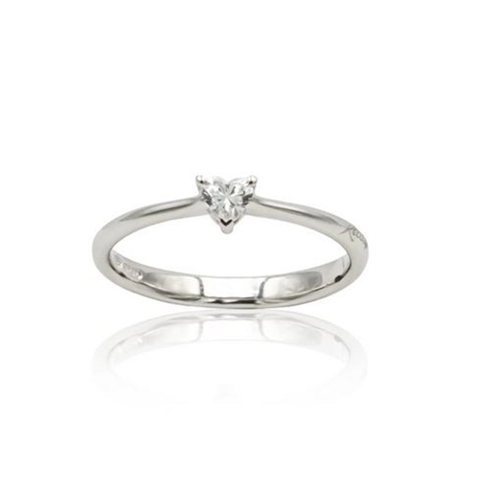 Anello Solitario in Oro Bianco Diamante Cuore Love Recarlo