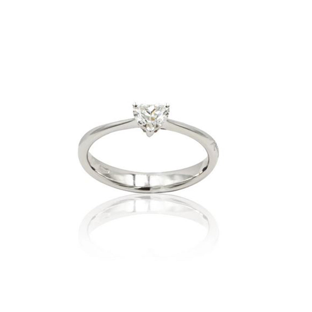 Anello Solitario in Oro Bianco Diamante Cuore Love Recarlo