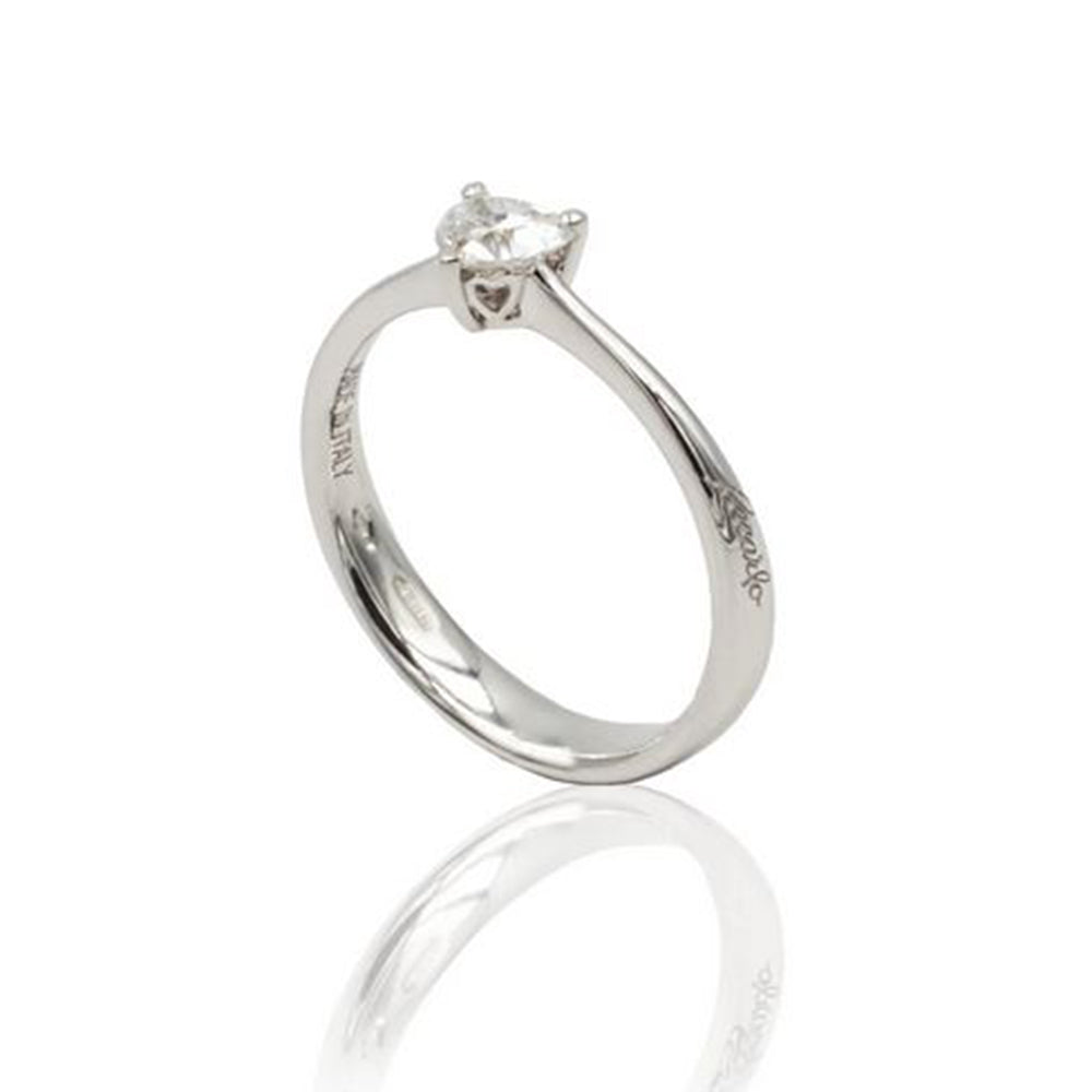 Anello Solitario in Oro Bianco Diamante Cuore Love Recarlo