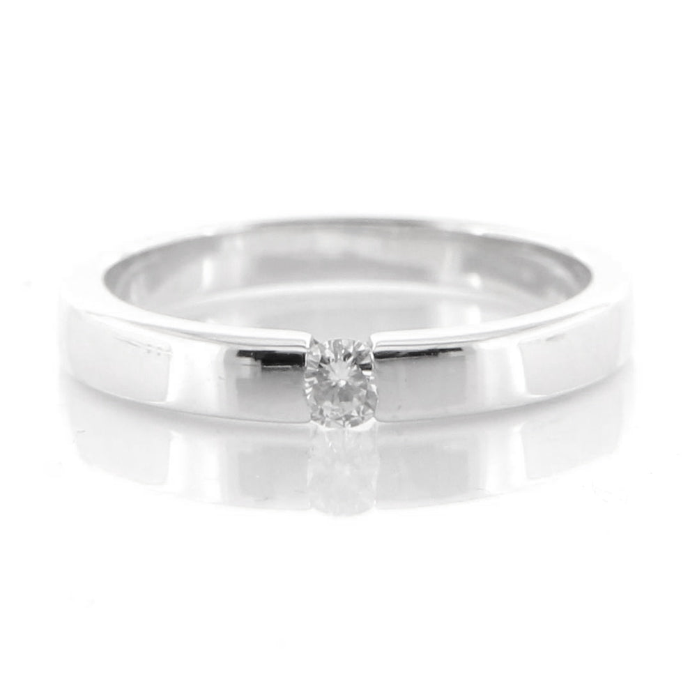 Anello Unisex Solitario in Oro Bianco con Diamante