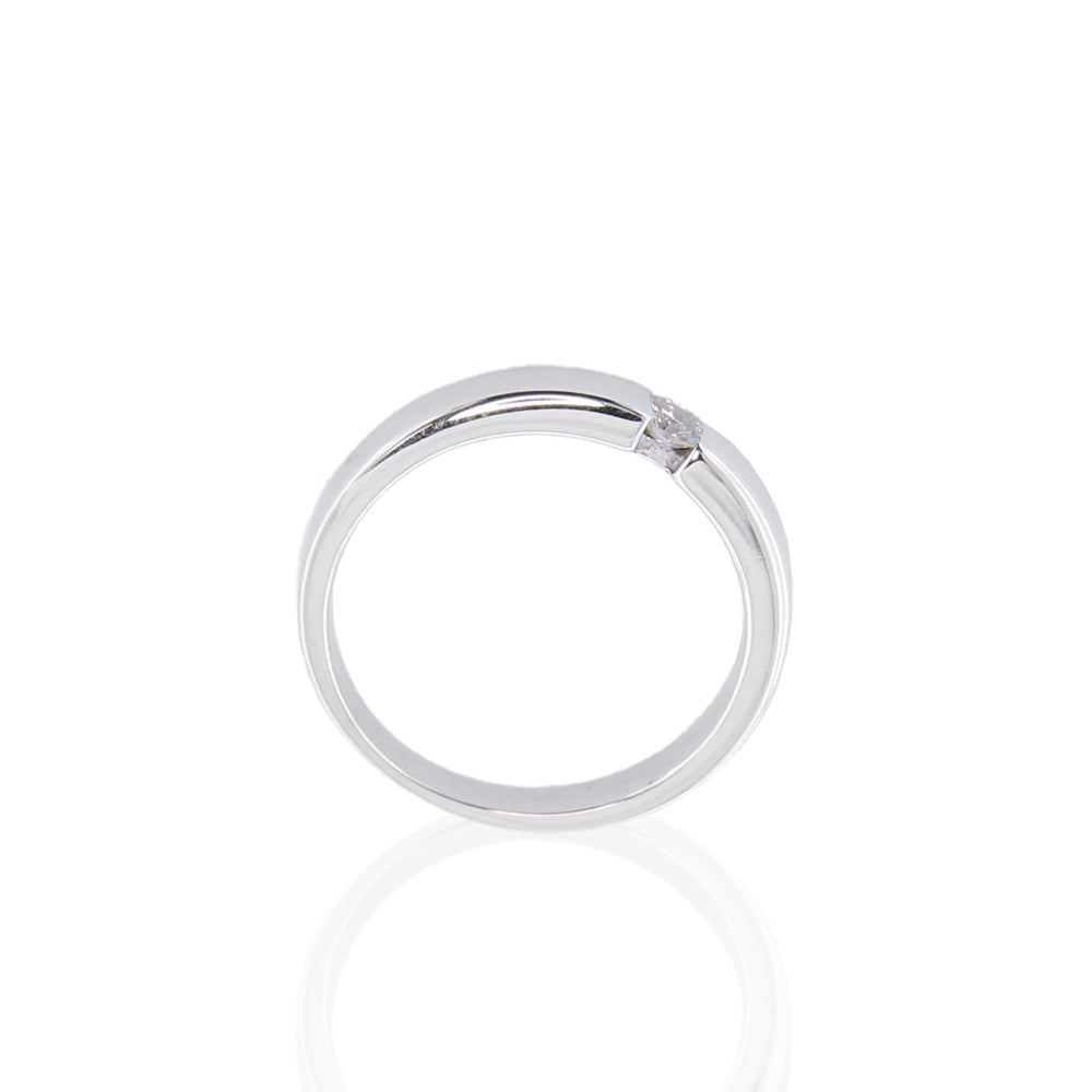 Anello Unisex Solitario in Oro Bianco con Diamante