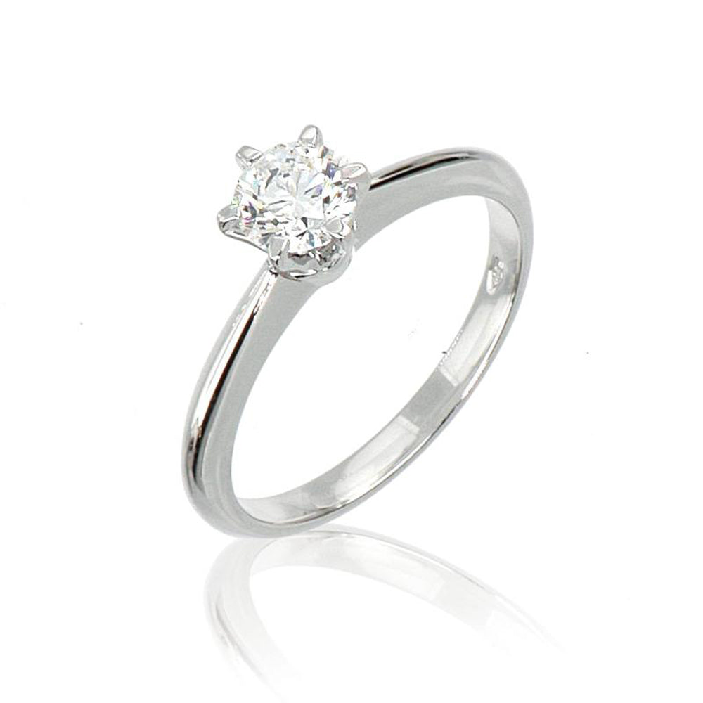 Anello Solitario in Oro Bianco con Diamante Artlinea
