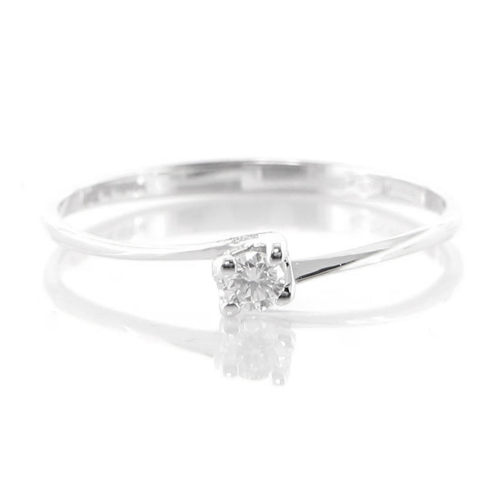 Anello Solitario in Oro Bianco con Diamanti Davite & Delucchi