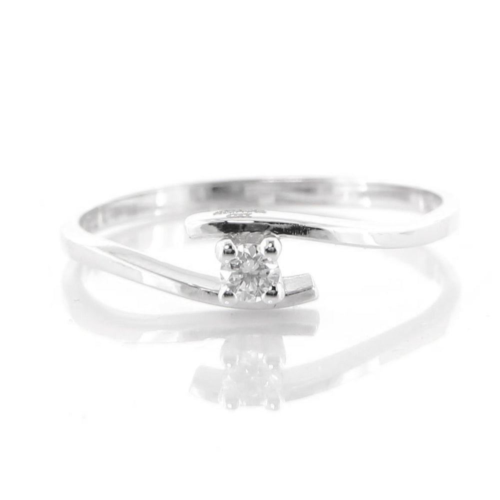 Anello Solitario in Oro Bianco con Diamanti Davite & Delucchi