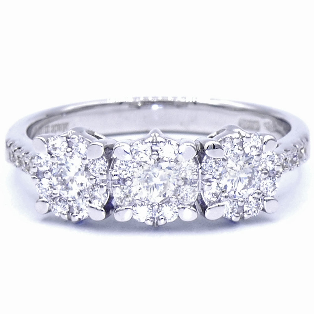 Anello Trilogy Multipietra Oro Bianco con Diamanti Davite & Delucchi
