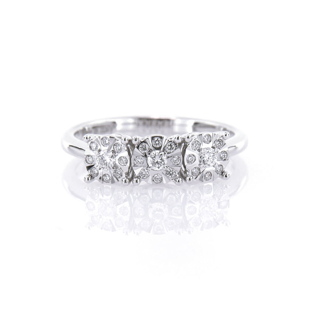 Anello Trilogy Multipietra in Oro Bianco e Diamanti Davite & Delucchi