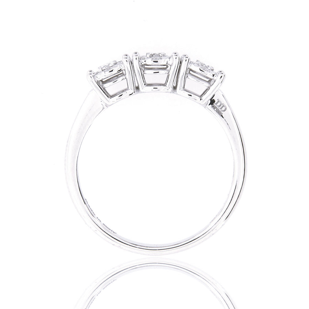 Anello Trilogy Multipietra in Oro Bianco e Diamanti Davite & Delucchi