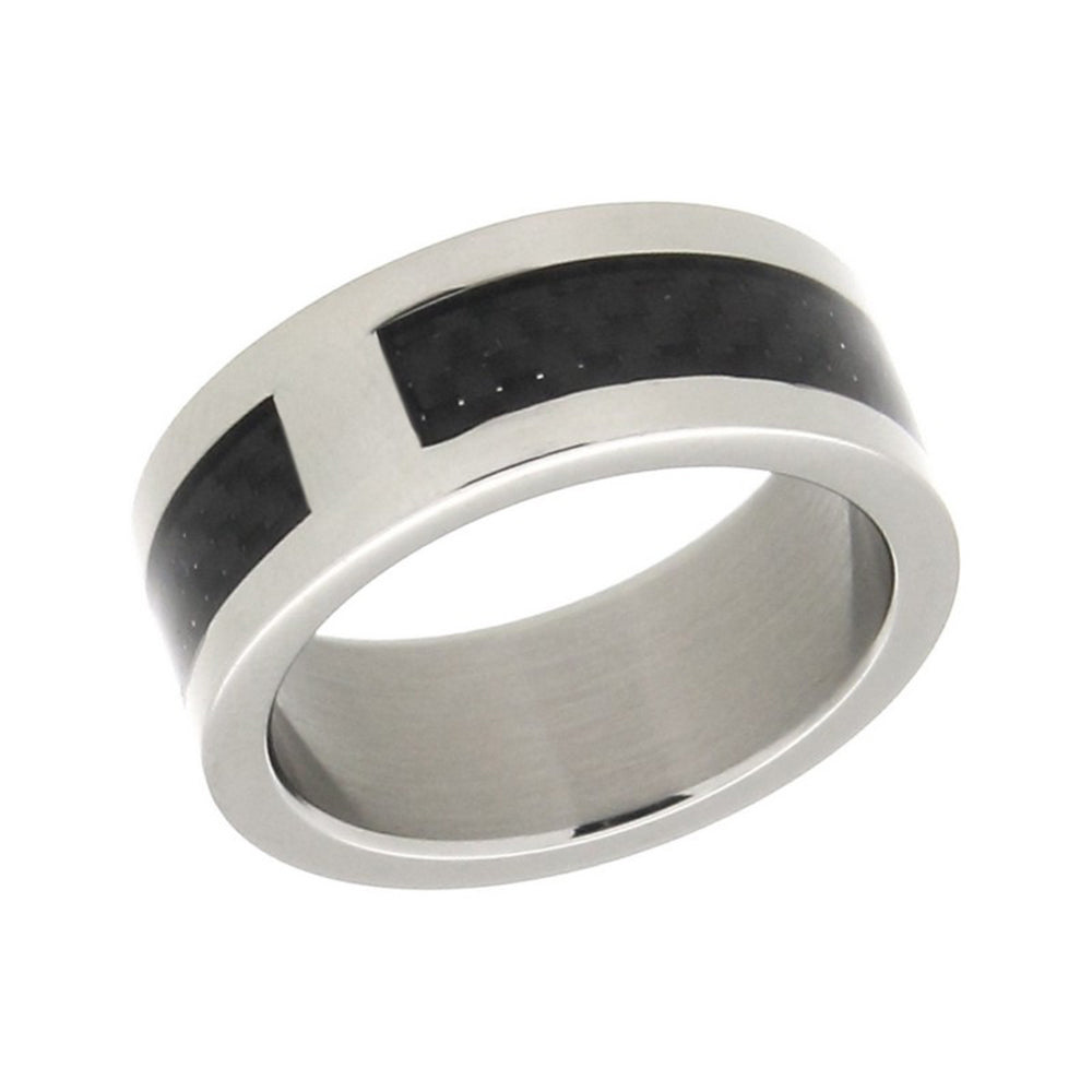 Anello Uomo Acciaio e Carbonio Misura 20 Zoppini