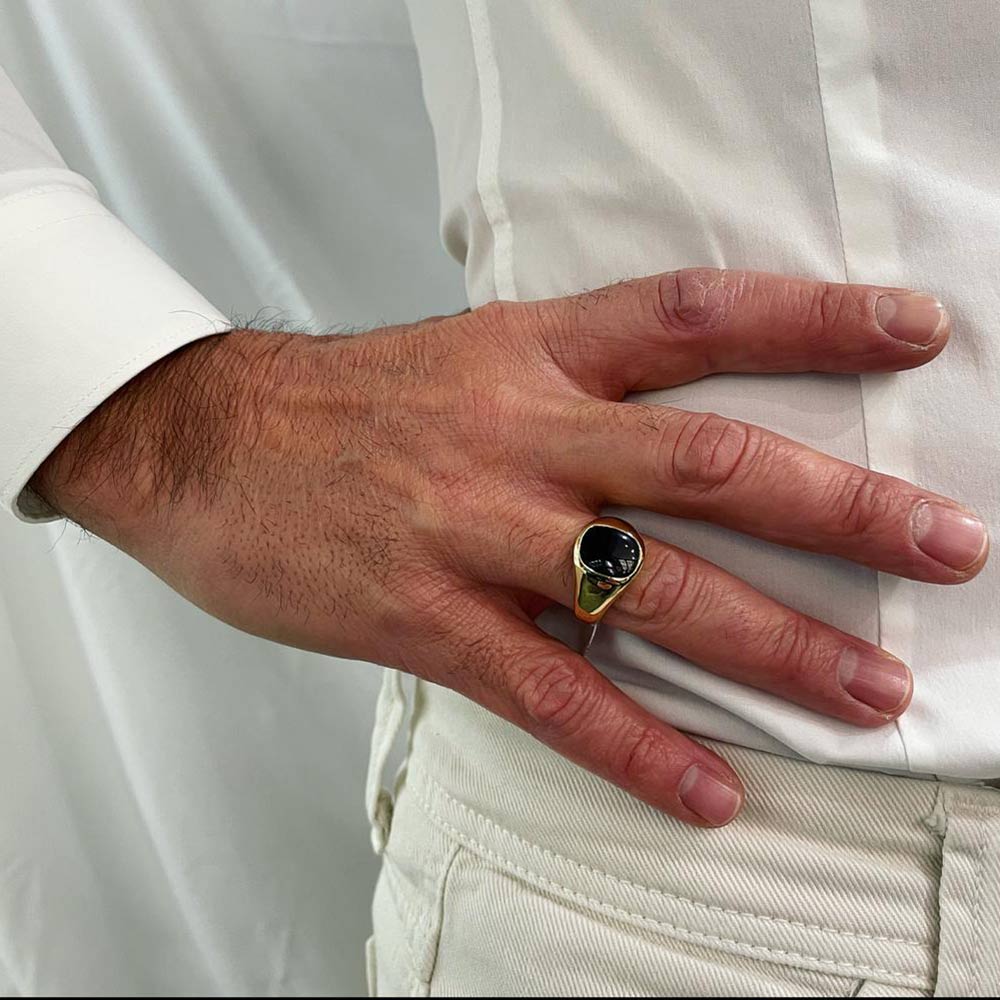 Anello Uomo Oro Giallo e Onice